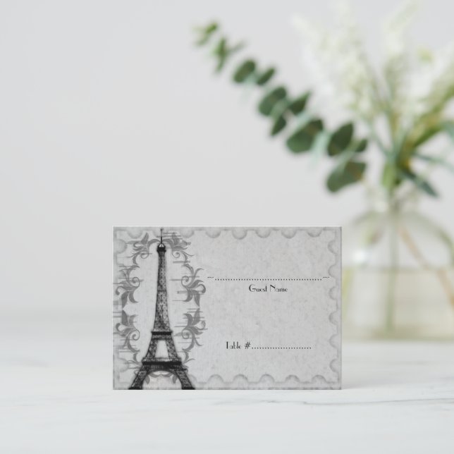 Tarjeta de asiento Gray Paris Grunge (Anverso de pie)