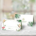 Tarjeta De Asiento Green Gold Bat Mitzvah Tropical Floral Watercolor<br><div class="desc">Ningún fiesta de Bat Mitzvah está completo sin tarjetas de lugar personalizadas. Que tu favorita Bat Mitzvah esté orgullosa, se regocije y celebre su hito en su fiesta perfectamente coordinada. Elegante, impresionante, colorido, con acuarela tropical de flores del paraíso, faux doradas Estrella de David y puntos purpurinas, junto con verde...</div>