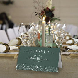 Tarjeta De Asiento Green  Leaves Nature Inspired Wedding Place Card