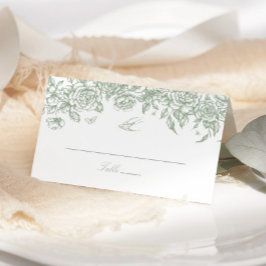 Tarjeta De Asiento Green Toile Boda Folclore Place Card Chinoiserie
