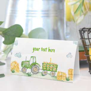 Tarjeta De Asiento Green Tractor Farm Birday Party Place Card