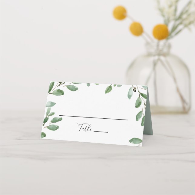 Tarjeta De Asiento Greeneration Tropical Eucalyptus Boda Place Card (Anverso)