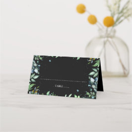 Tarjeta De Asiento Greenery Black Boda