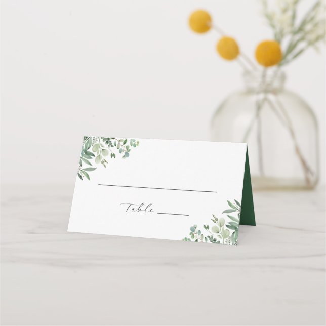 Tarjeta De Asiento Greenery Eucalyptus deja Boda (Anverso)