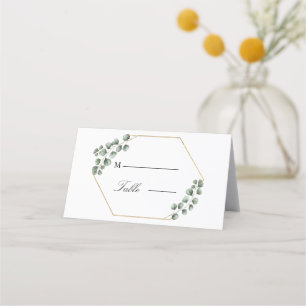 Tarjeta De Asiento Greenery Eucalyptus deja Boda de marco Purpurina
