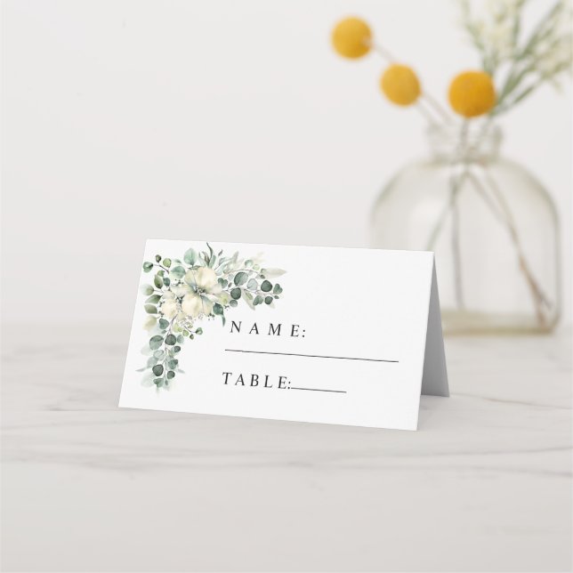 Tarjeta De Asiento Greenery Eucalyptus Wedding (Anverso)