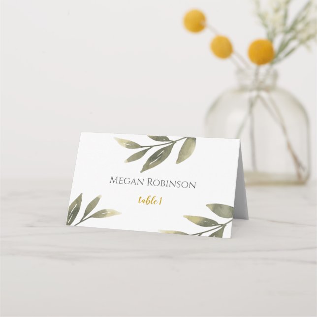 Tarjeta De Asiento Greenery Floral Boda Tent Place Card Card (Anverso)