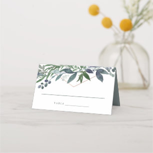Tarjeta De Asiento Greenery Geo   Rosa Boda de oro