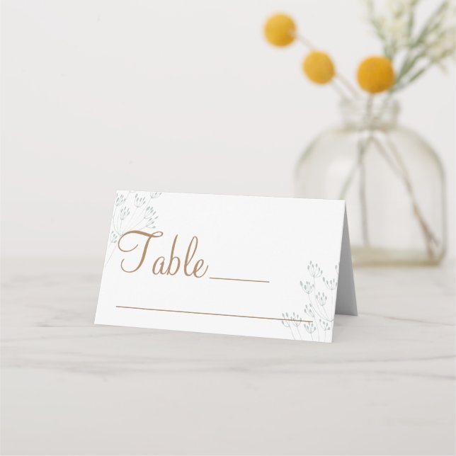 Tarjeta De Asiento Greenery Wedding Place Card (Anverso)