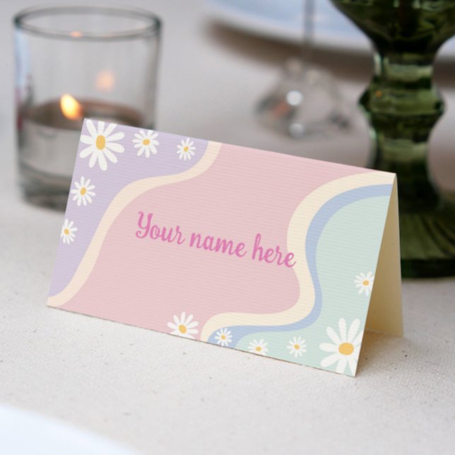 Tarjeta De Asiento Groovy Daisy Birthday Party Place Card (Subido por el creador)