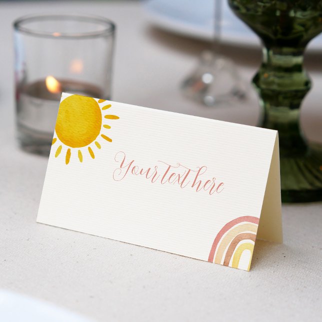 Tarjeta De Asiento Groovy Sunshine Rainbow Place Card Fiesta de cumpl (Subido por el creador)