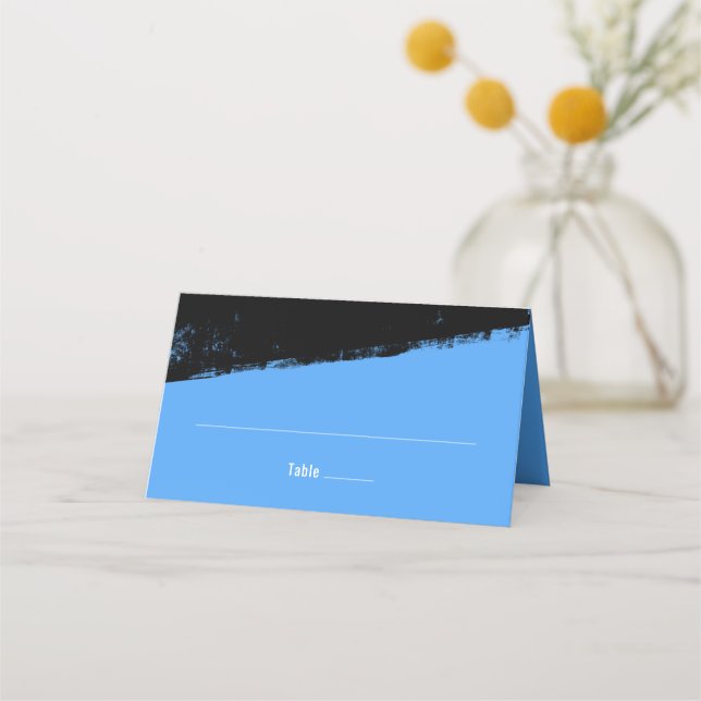 Tarjeta De Asiento Grunge Blue Black Bar Mitzvah Doblado (Anverso)