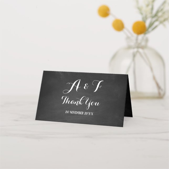 Tarjeta De Asiento Guión elegante moderno negro y blanco (Anverso)