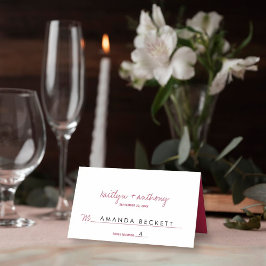 Tarjeta De Asiento Guión moderno Viva Magenta Boda minimalista