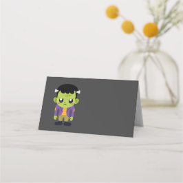 Tarjeta De Asiento Halloween de Monstruo Frankenstein Verde