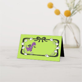 Tarjeta De Asiento Halloween Dinosaur With Bat Wings Place Card