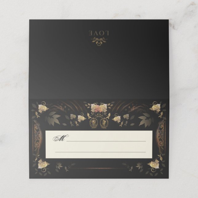 Tarjeta De Asiento Halloween Golden Skeletons Blank Pack Place Cards (Exterior desplegado)