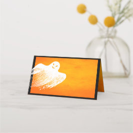 Tarjeta De Asiento Halloween Party Spooky White Ghost Name Place Card