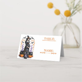 Tarjeta De Asiento Halloween Witch Baby Shower - Triplets Are Brewing