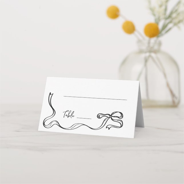 Tarjeta De Asiento Hand drawn bow champagne tower Wedding  Place card (Anverso)