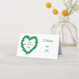 Tarjeta De Asiento Happy St Patrick's Day Shamrock Heart Place Card