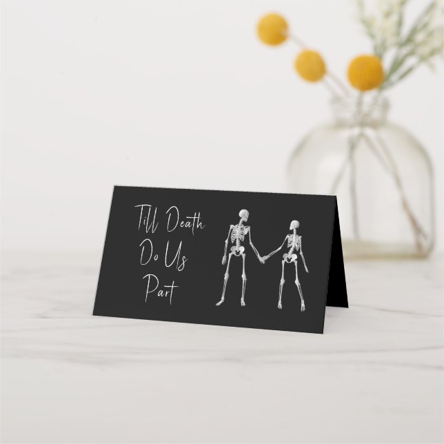 Tarjeta De Asiento Hasta la muerte nos hacen parte Boda de esqueleto  (Anverso)