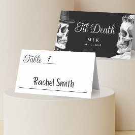 Tarjeta De Asiento Hasta que la Muerte nos Separe Cráneos Góticos Bod
