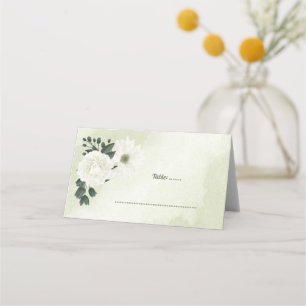 Tarjeta De Asiento hermosas flores blancas hojas verdes