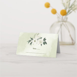 Tarjeta De Asiento hermosas flores blancas hojas verdes