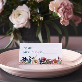 Tarjeta De Asiento Hermosas flores Primavera Boda Elección de Comida