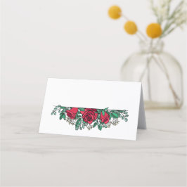 Tarjeta De Asiento Hermoso Boda floral de rosas rojas