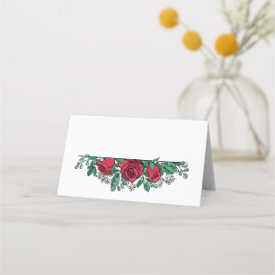 Tarjeta De Asiento Hermoso Boda floral de rosas rojas