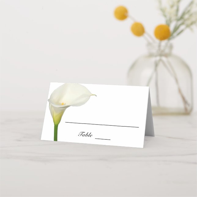 Tarjeta De Asiento Hermoso Boda plegado de Calla blanca Lily (Anverso)