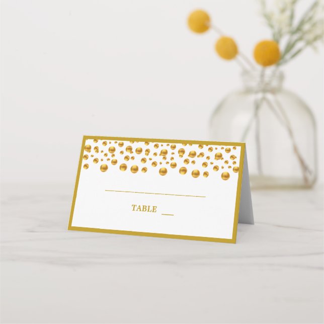 Tarjeta De Asiento Hermoso Confetti de oro (Anverso)