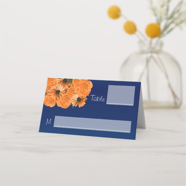 Tarjeta De Asiento Hermoso Rosa Naranja y azul marino (Anverso)