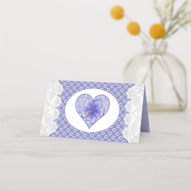 Tarjeta De Asiento Hibiscus & lace BLUE (Reverso)