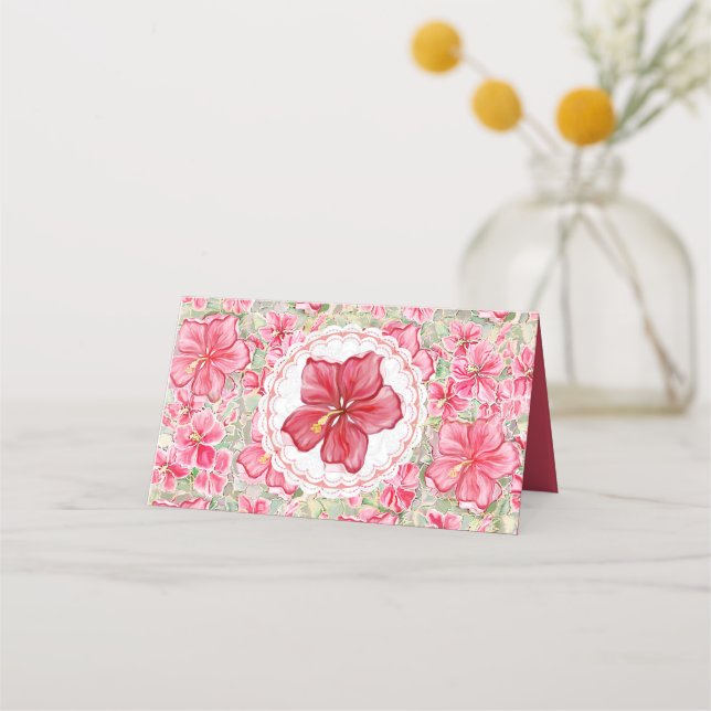 Tarjeta De Asiento Hibiscus & lace RED (Reverso)