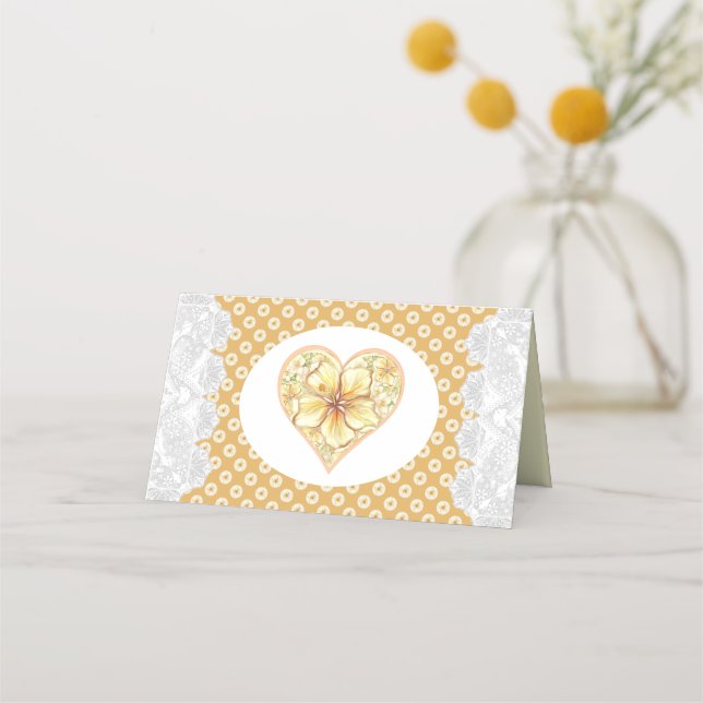 Tarjeta De Asiento Hibiscus & lace YELLOW (Reverso)