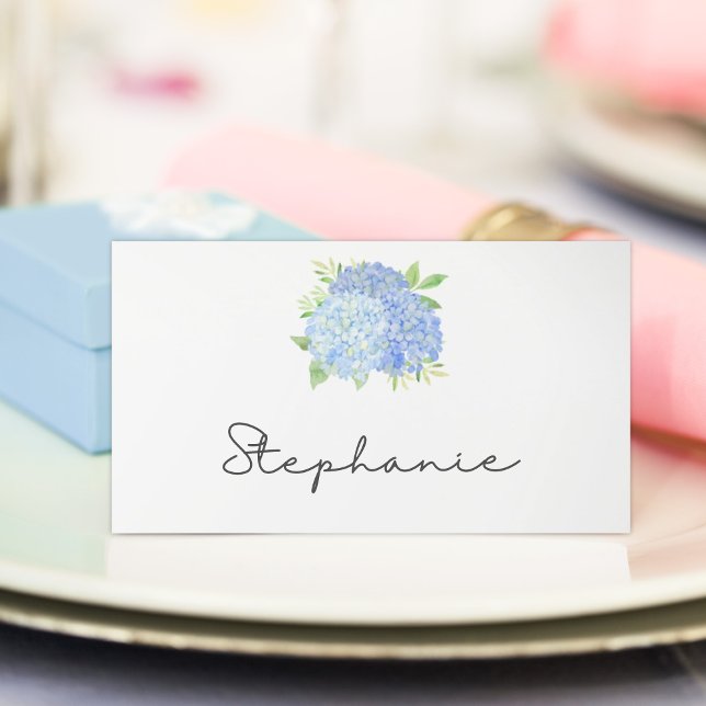 Tarjeta De Asiento Hidrangea Azul Acuarela Boda Floral (Subido por el creador)