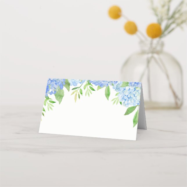 Tarjeta De Asiento Hidrangea Hidracusia Boda floral azul (Anverso)