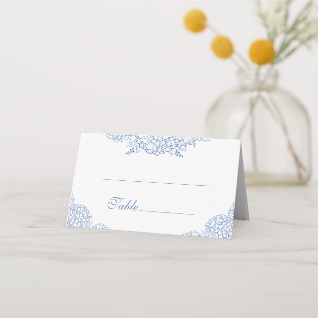 Tarjeta De Asiento Hidrangea moderna Boda Floral azul turbio (Anverso)