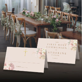 Tarjeta De Asiento Hierba de Pampas Floral Primera Comunión