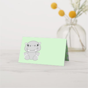 Tarjeta De Asiento Hippo Baby Shower Green
