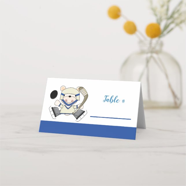 Tarjeta De Asiento Hockey Sports Polar Bear Place Cards (Anverso)