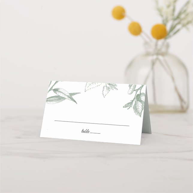 Tarjeta De Asiento Hojas Botánicas Verde (Anverso)