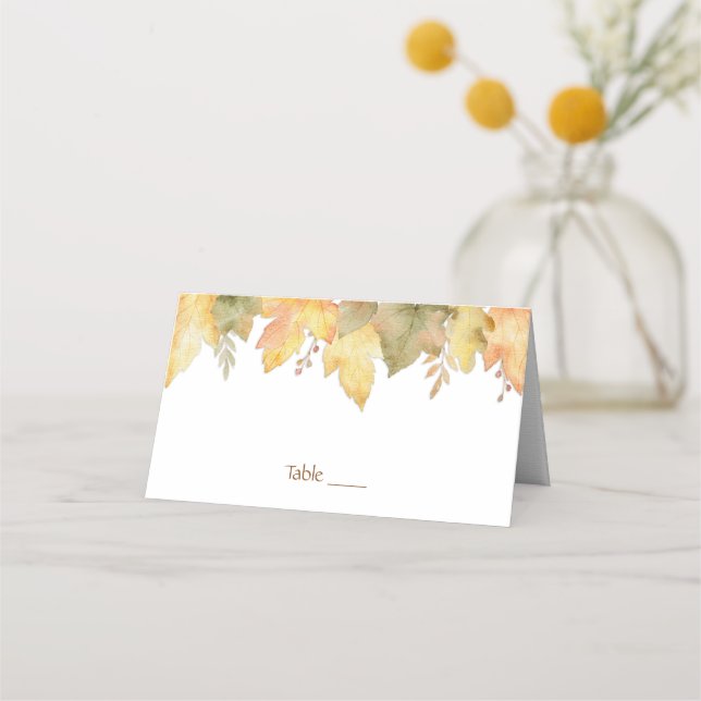 Tarjeta De Asiento Hojas de otoño de acuarela 1 | (Anverso)