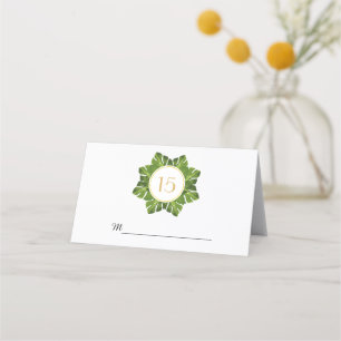 Tarjeta De Asiento Hojas verdes tropicales boda plegado lugar de esco