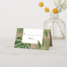 Tarjeta De Asiento Hojas verdes tropicales boda rústico escolta plega