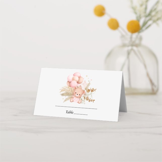 Tarjeta De Asiento Hola Bebé Boho Bear Shower (Anverso)