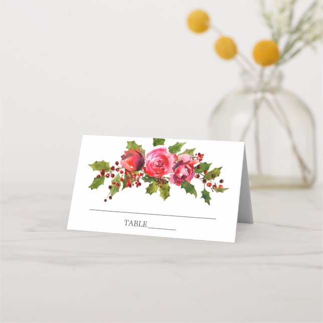Tarjeta De Asiento Holly Floral Bridal Shower (Anverso)